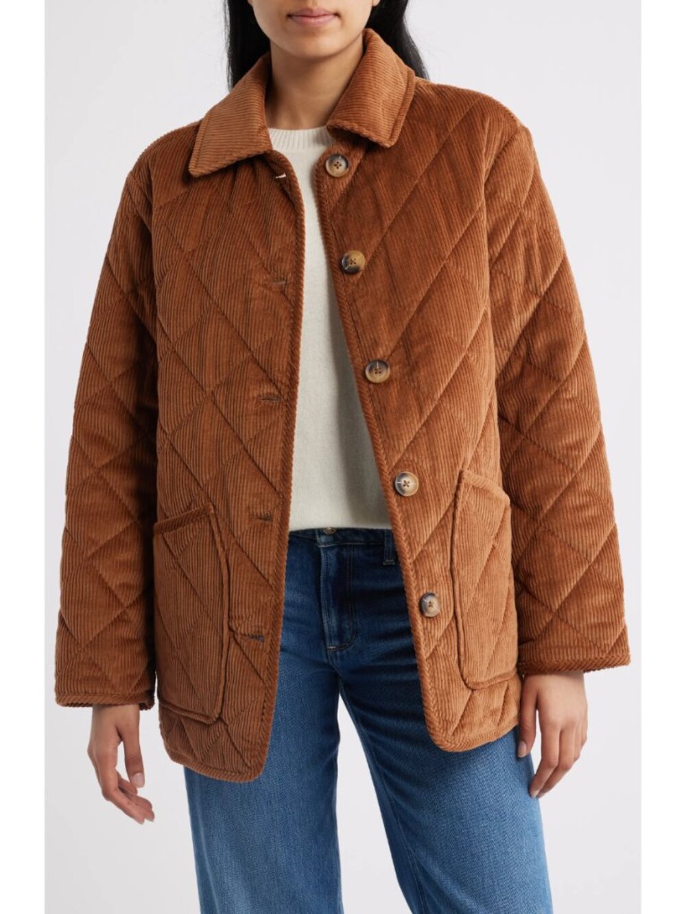 Bernardo Corduroy Quilted Jacket Cognac Barn Chore Coat Water Resistant NWT